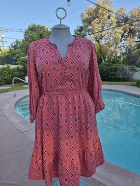 Torrid Women's Pink Printed Button-Front Dress 18/20